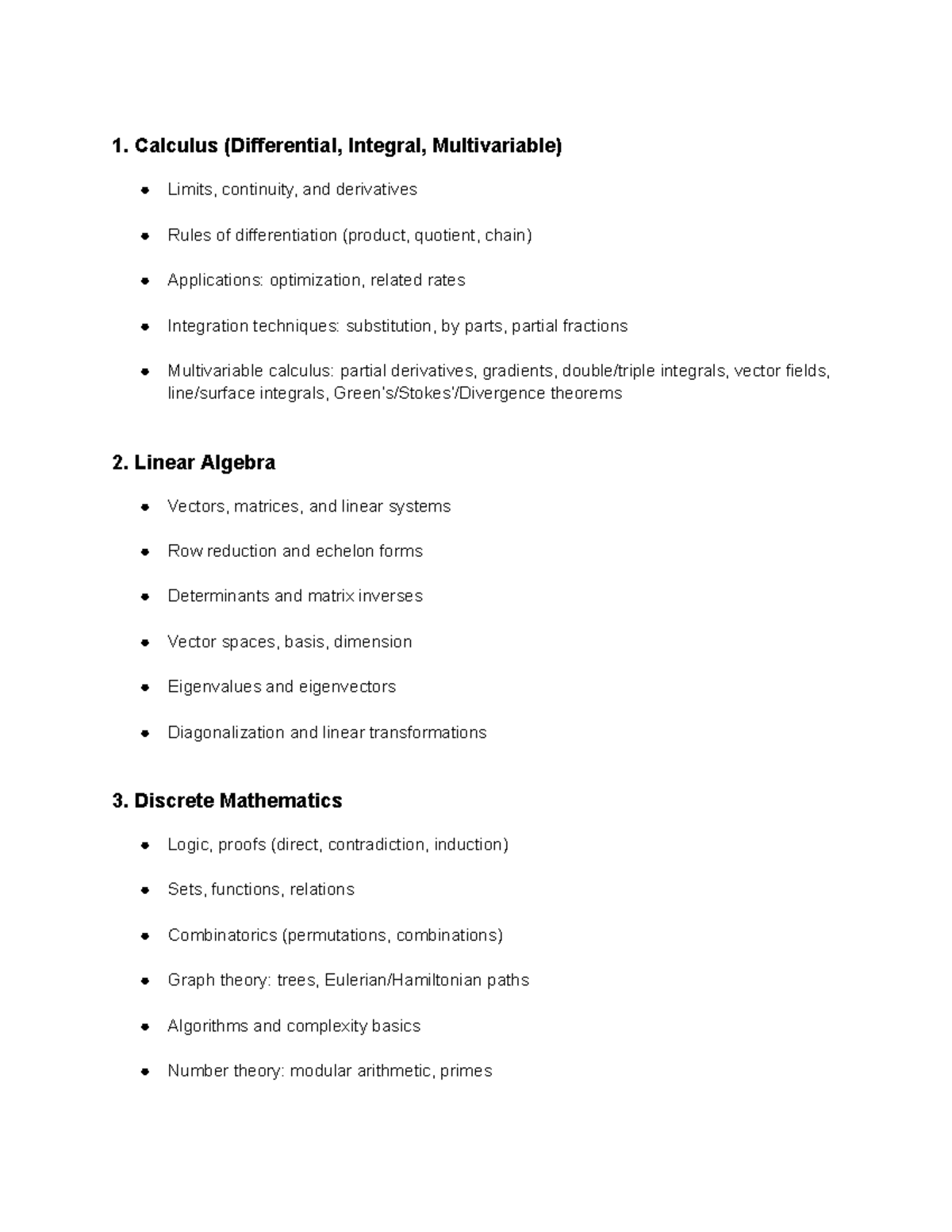 Calculus, Linear Algebra, Discrete Math, Probability & Real Analysis ...
