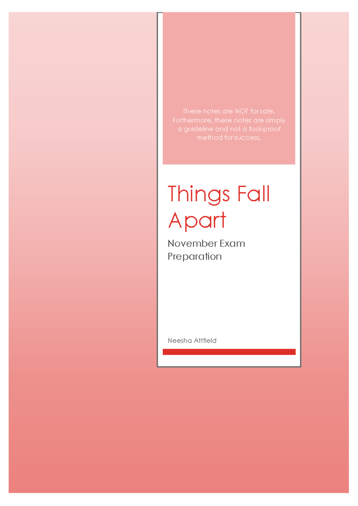 Things Fall Apart (U23527154) November Exam Prep Notes - Studocu