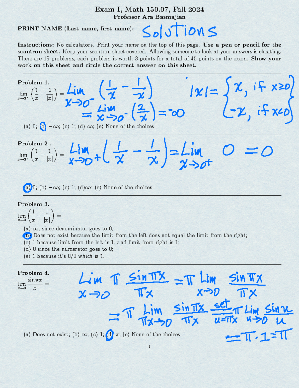Math 150 Exam 1 Solutions - Fall 2024 - Studocu