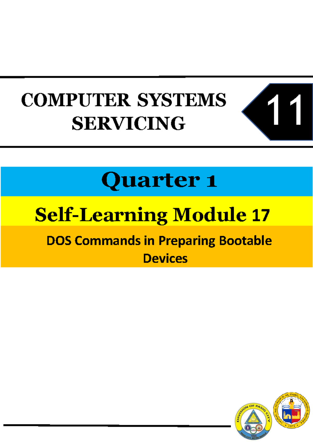 TVL CSS11 Q1 M17 - DOS Commands for Bootable Devices Preparation - Studocu