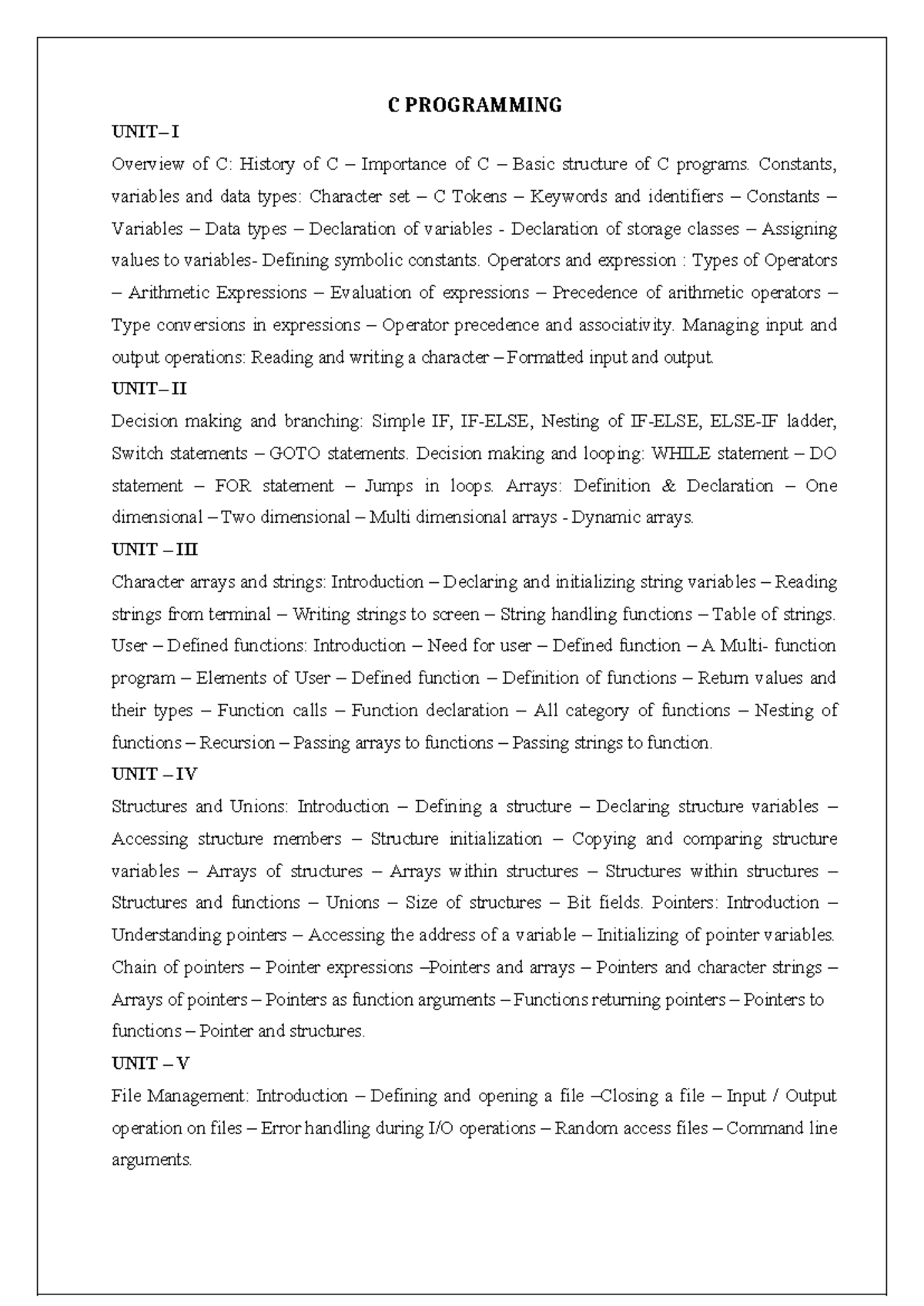 C Programming Comprehensive Notes (C101) - Studocu