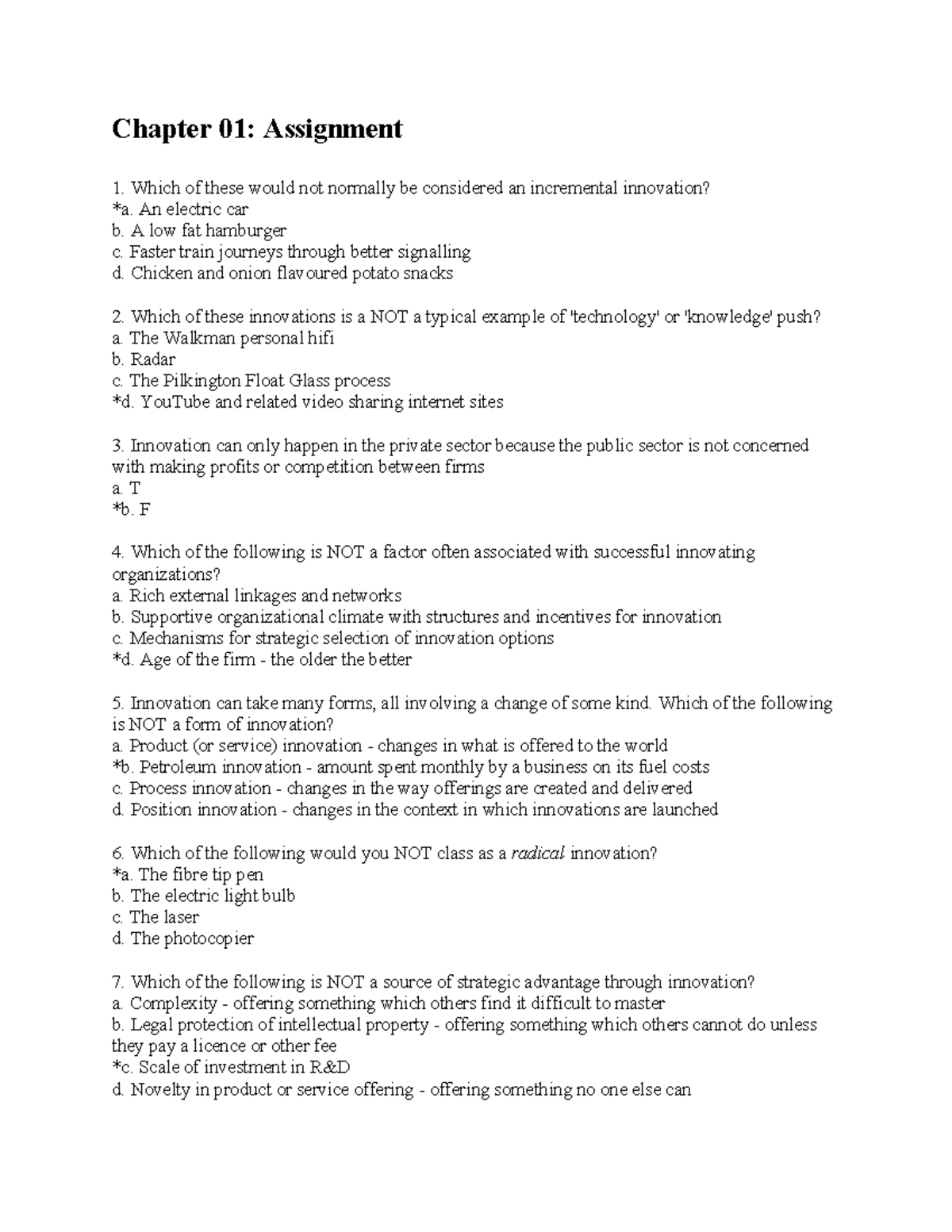Ch01 - Innovation Concepts Test Bank Questions and Answers - Studocu