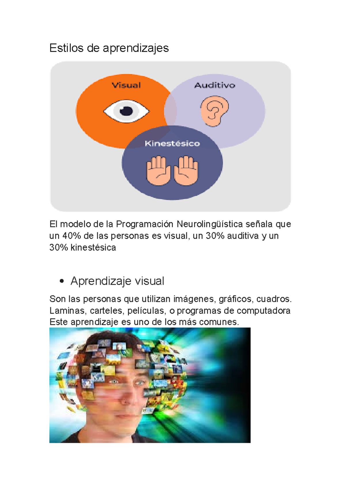 Cuadro De Estilos De Aprendizaje Visual Hediec Digital Estilos De