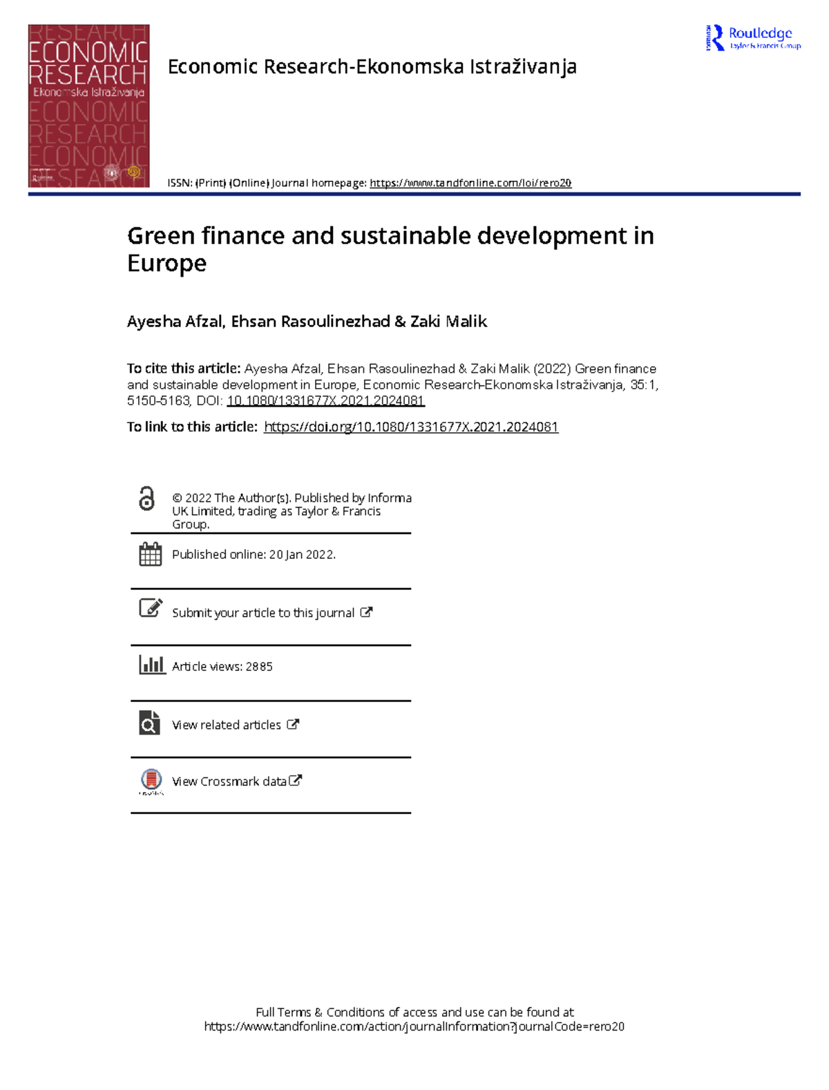 Green finance and sustainable development in Europ - Full Terms ...