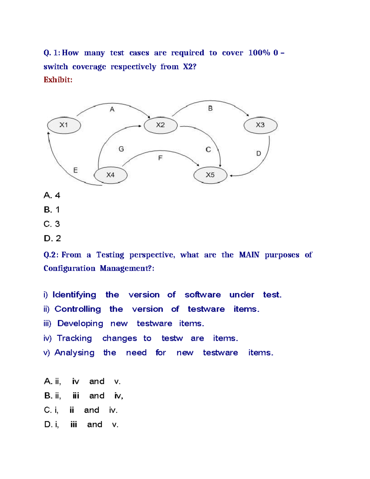 100 questions - fsdf - Q. 1: How many test cases are required to cover ...