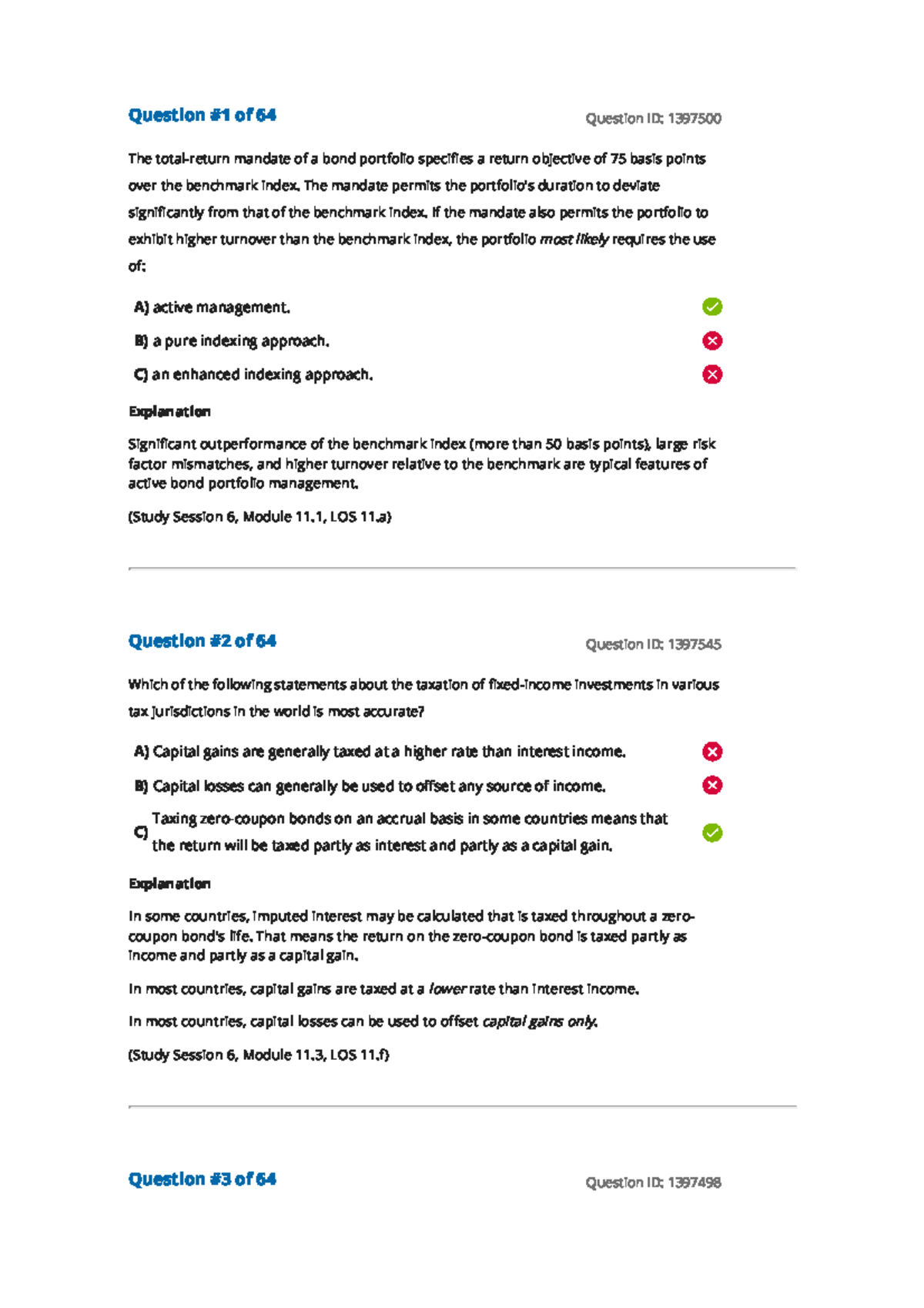 Reading 11 Overview of Fixed-Income Portfolio Management - Answers ...