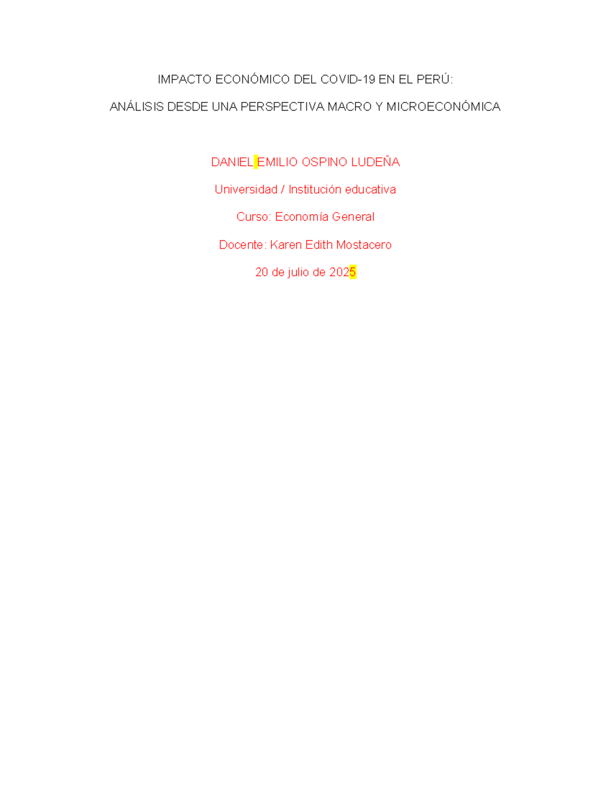 Impacto Económico de la Pandemia en Perú: Análisis Macroeconómico y ...
