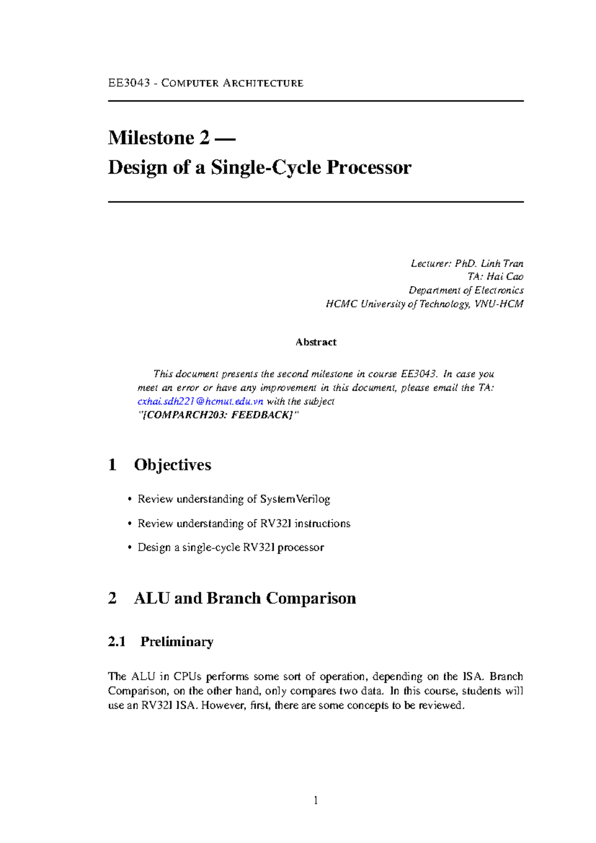 Milestone 2-updated - asdasdasd - EE3043 - COMPUTER ARCHITECTURE ...