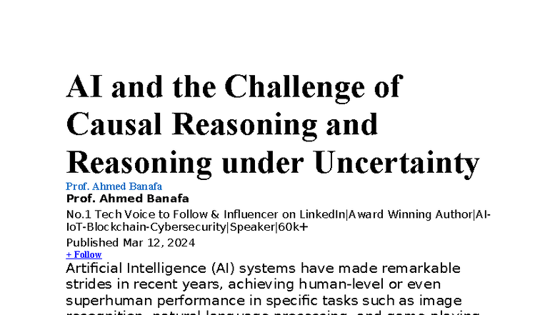 AI Challenges in Causal Reasoning and Uncertainty (Course Code: 3 ...