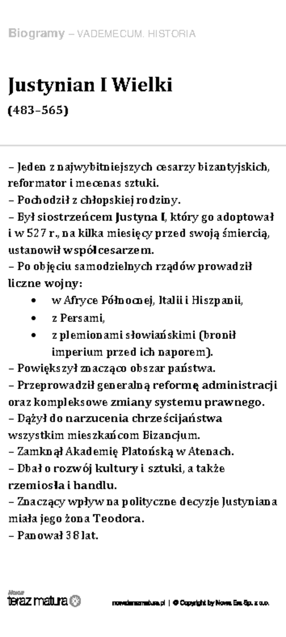 Biogram Justynian I Wielki - Biogramy – VADEMECUM. HISTORIA Justynian I ...