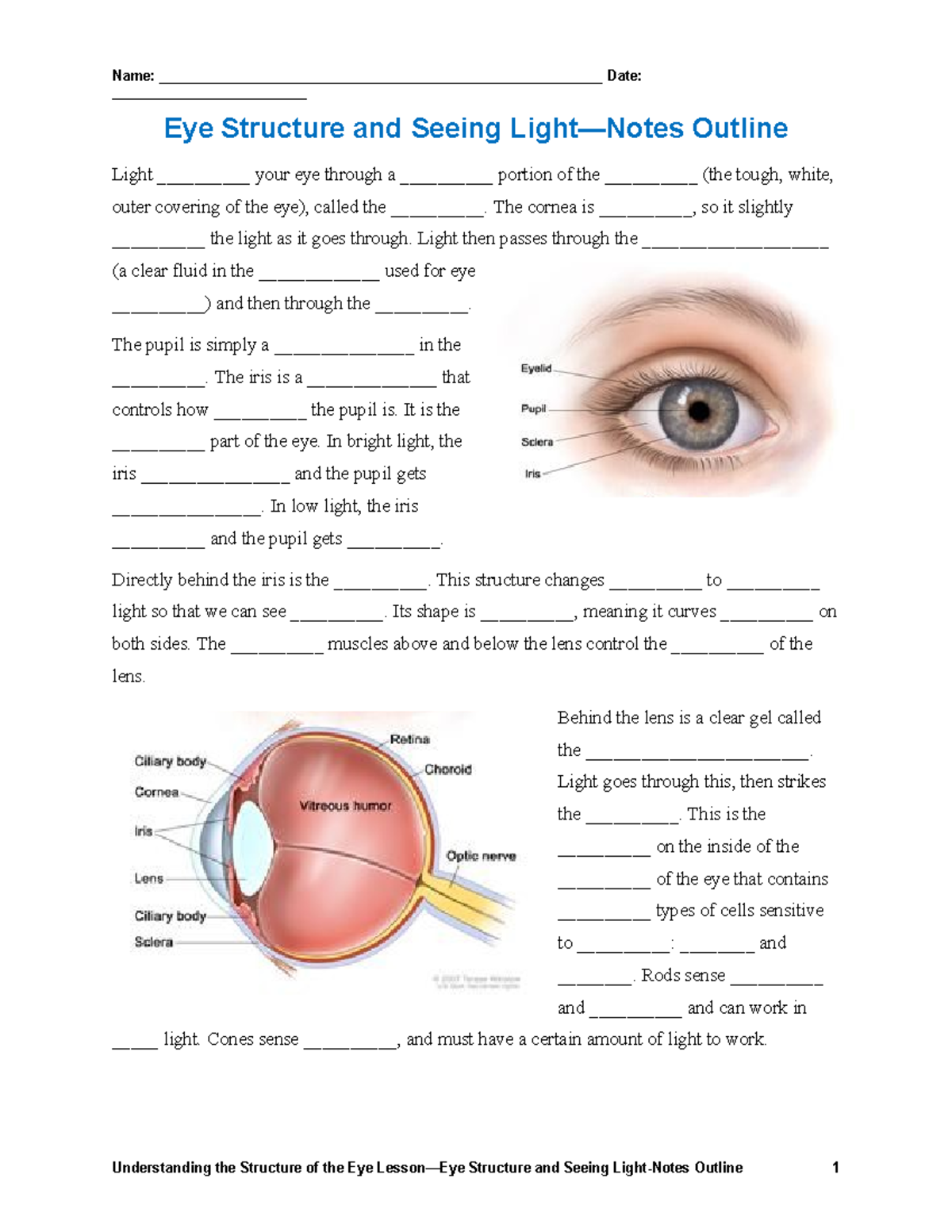 Eye Structure and Seeing Notes (BIO 101) - Studocu