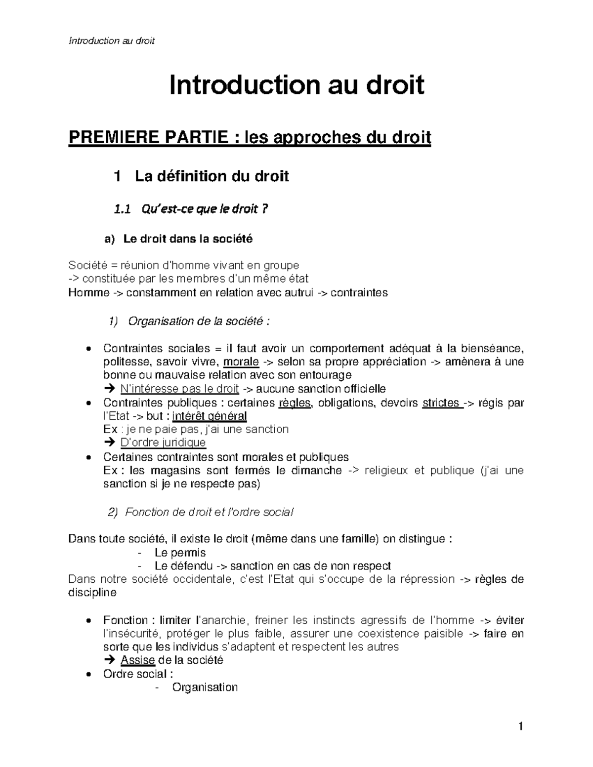 Introduction au droit - Résumé et approches fondamentales - Studocu