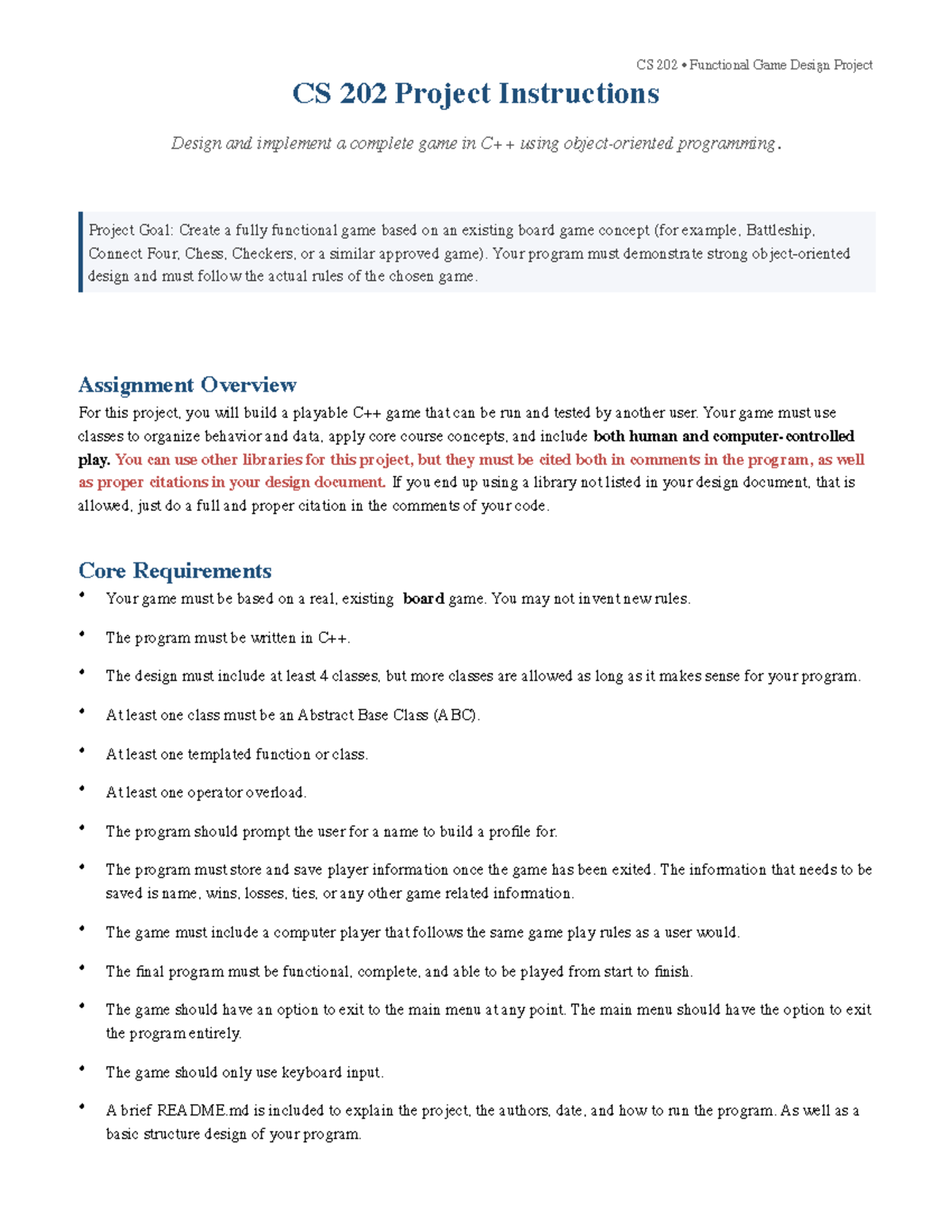 CS 202 Final Project: Functional Game Design Guidelines - Studocu