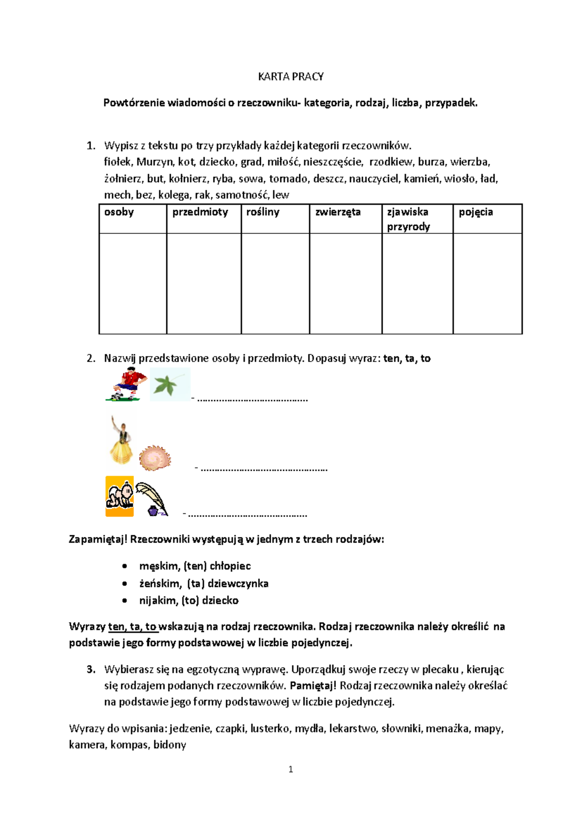 J Polski Sprawdzian Gimnazjum Rzeczownik www.studocu.com