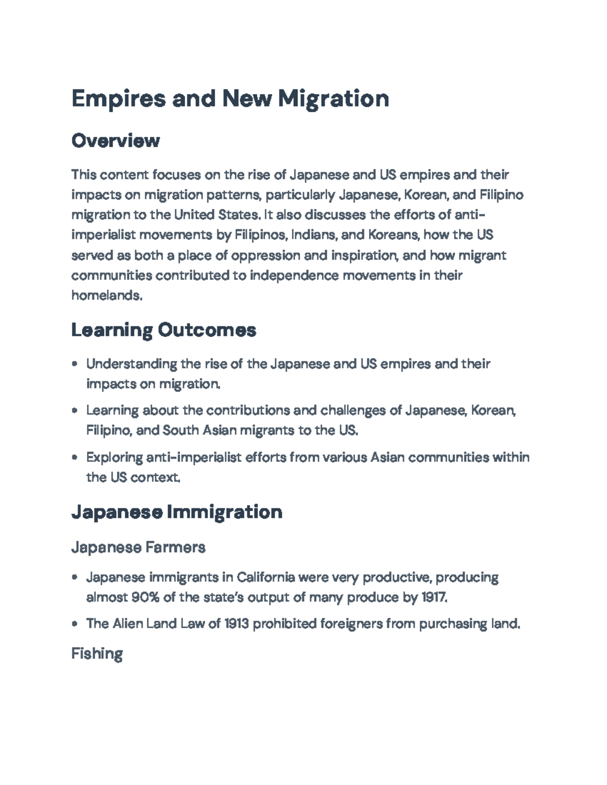 The Rise of Japanese and US Empires: Migration Patterns & Movements ...
