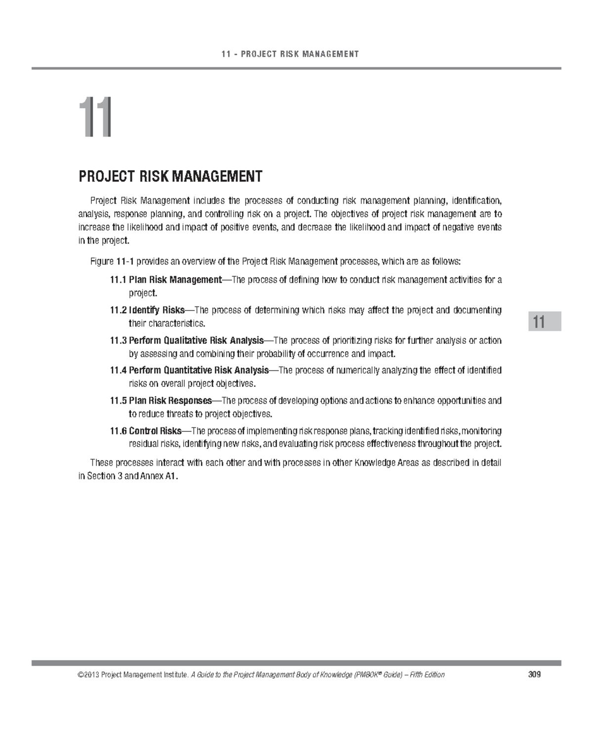 11 PROJECT RISK MANAGEMENT: Overview and Key Processes - Studocu