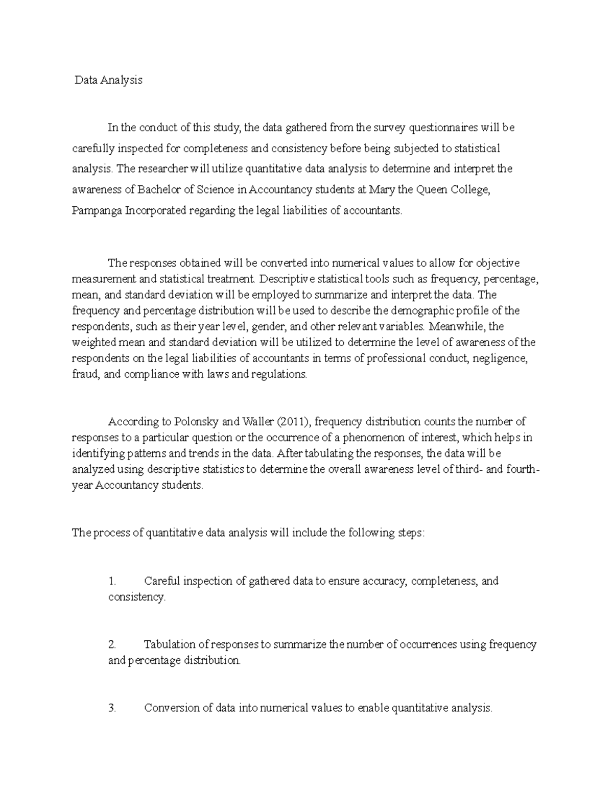 Data Analysis - BS Accountancy Awareness Study (Lecture Note) - Studocu
