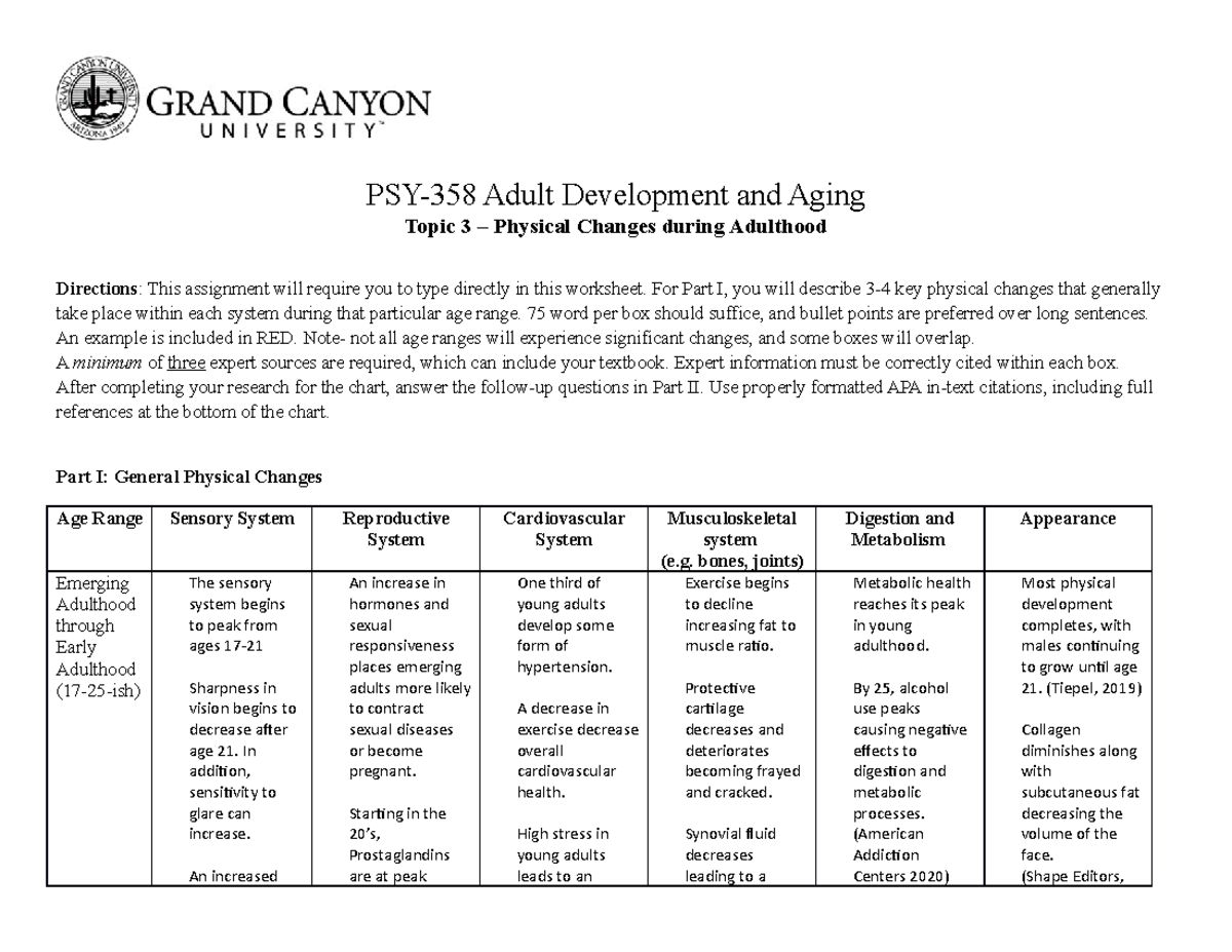 Physical System Changes - PSY-358 Adult Development and Aging Topic 3 ...