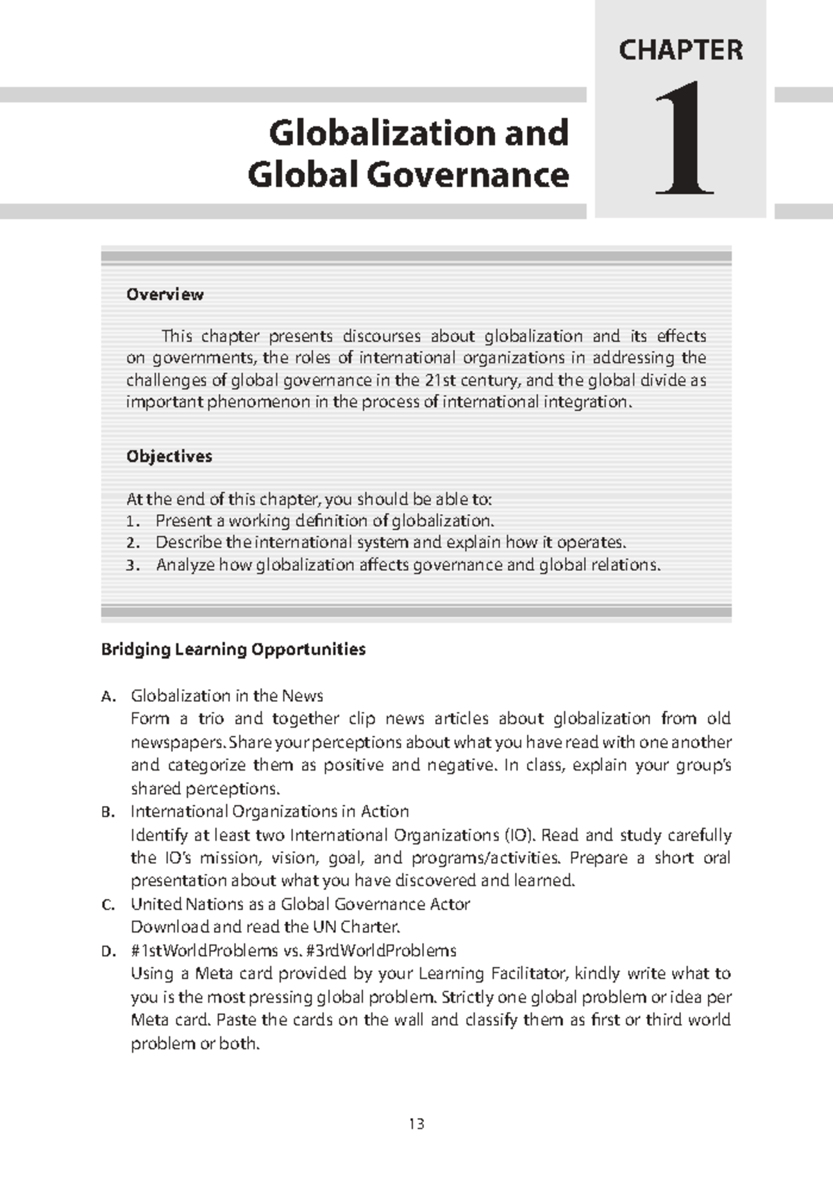 1 CHAPTER Globalization and Global Governance Overview - Studocu