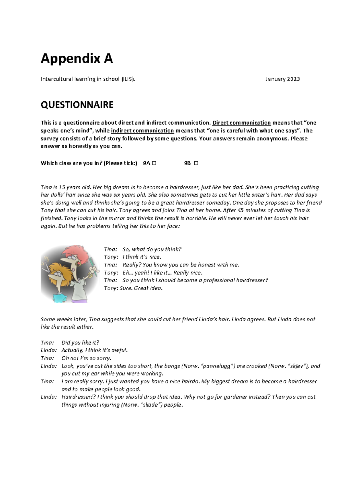 ILIS 2023 Questionnaire on Direct and Indirect Communication - Studocu