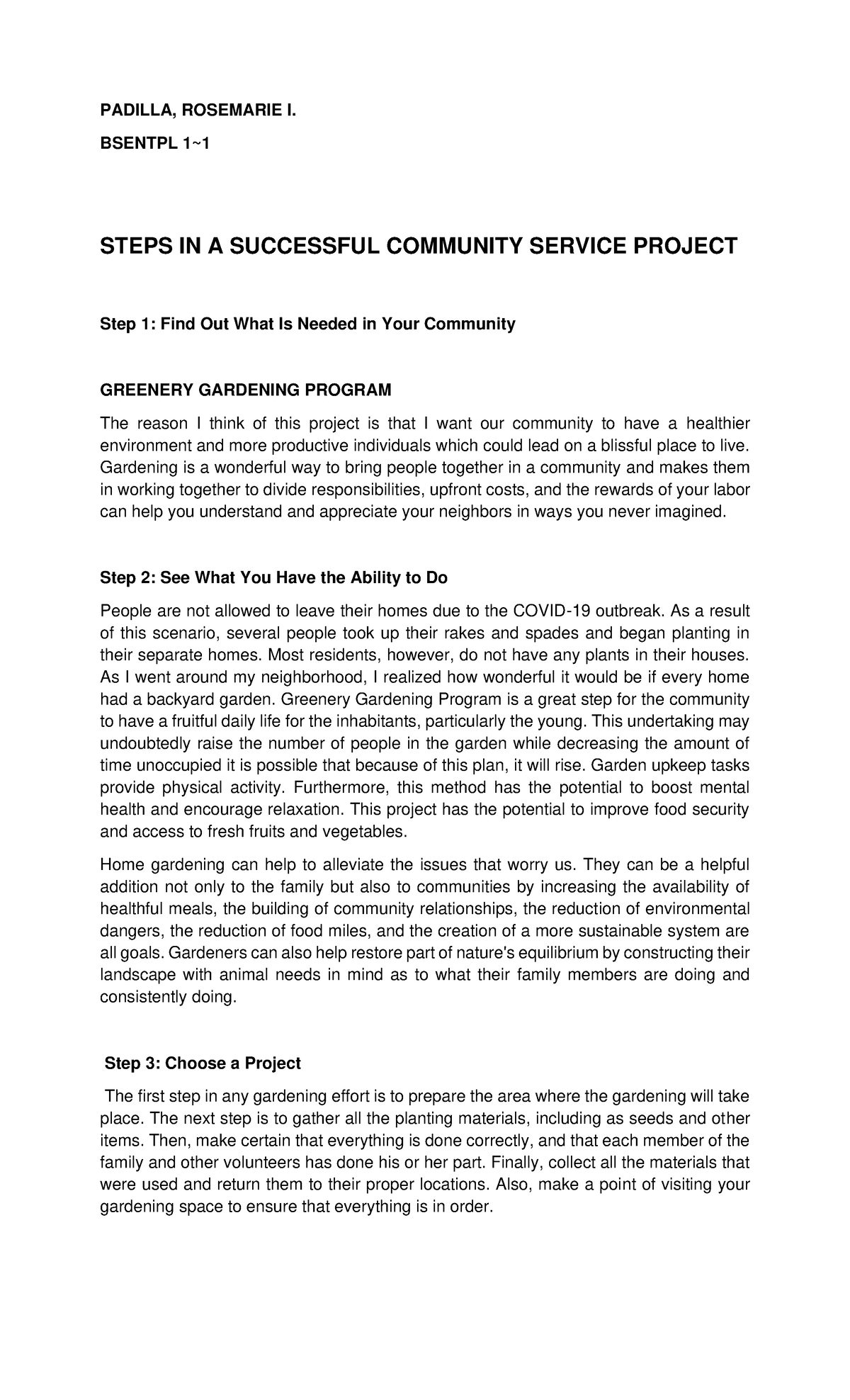 CWTS TASK - PADILLA, ROSEMARIE I. BSENTPL 1~ STEPS IN A SUCCESSFUL ...