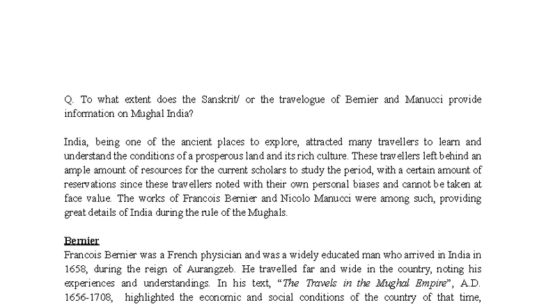Foreign Travellers in Mughal India: Insights from Bernier & Manucci ...