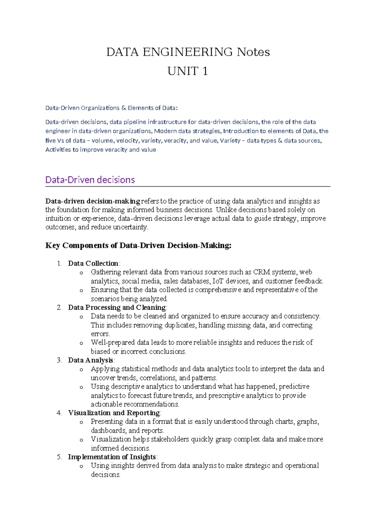 DATA Engineering Final Exam Notes: Key Concepts & Practices - Studocu