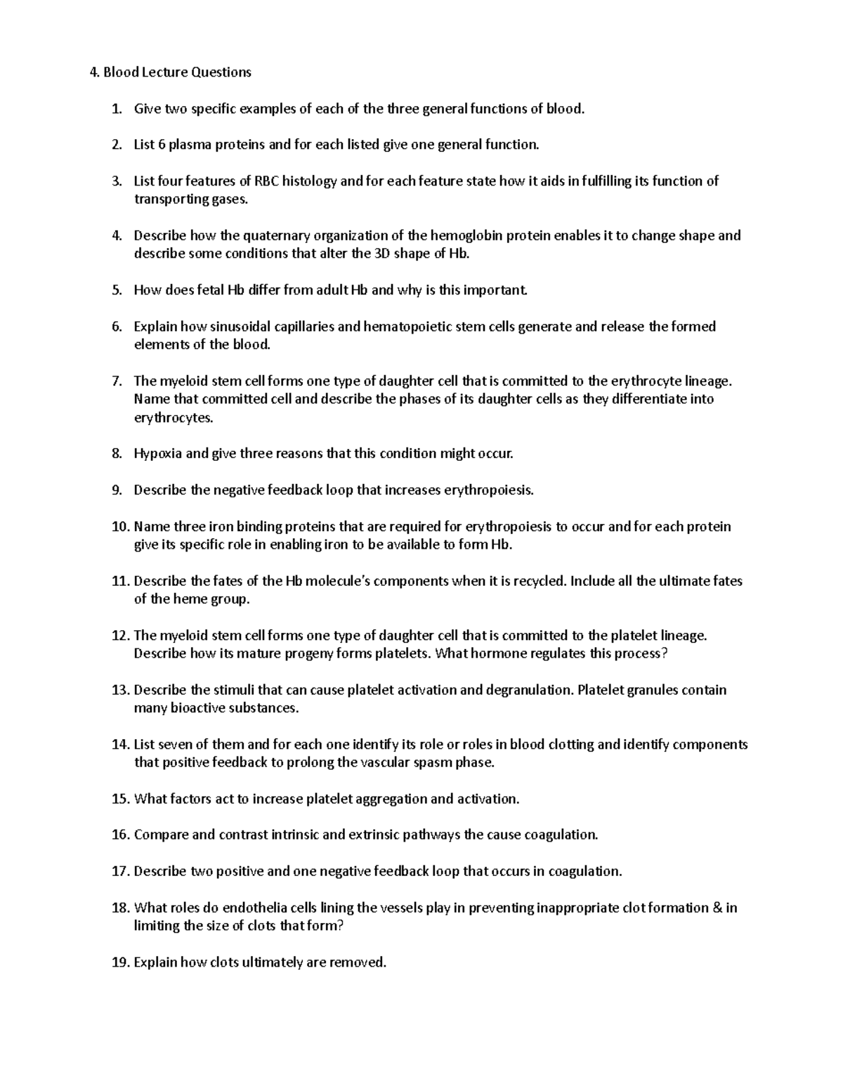 BIOL 101: Blood Lecture Questions and Key Concepts Review - Studocu