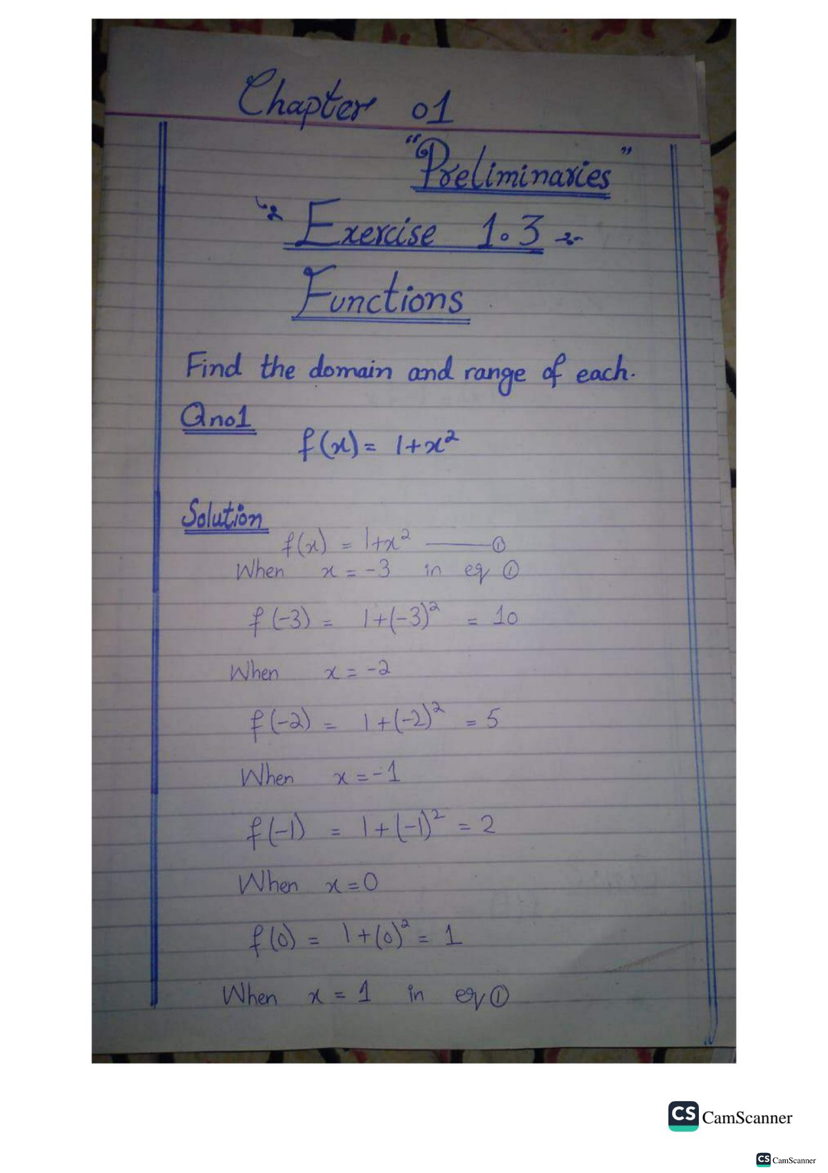 Chapter 01 Exercise 1.3: Functions - Domain and Range Analysis - Studocu