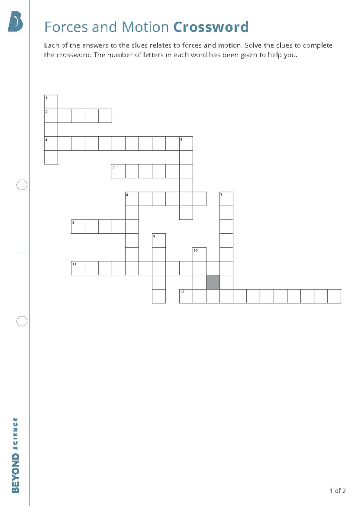 KS3 Forces and Motion Crossword Puzzle Solutions - Studocu