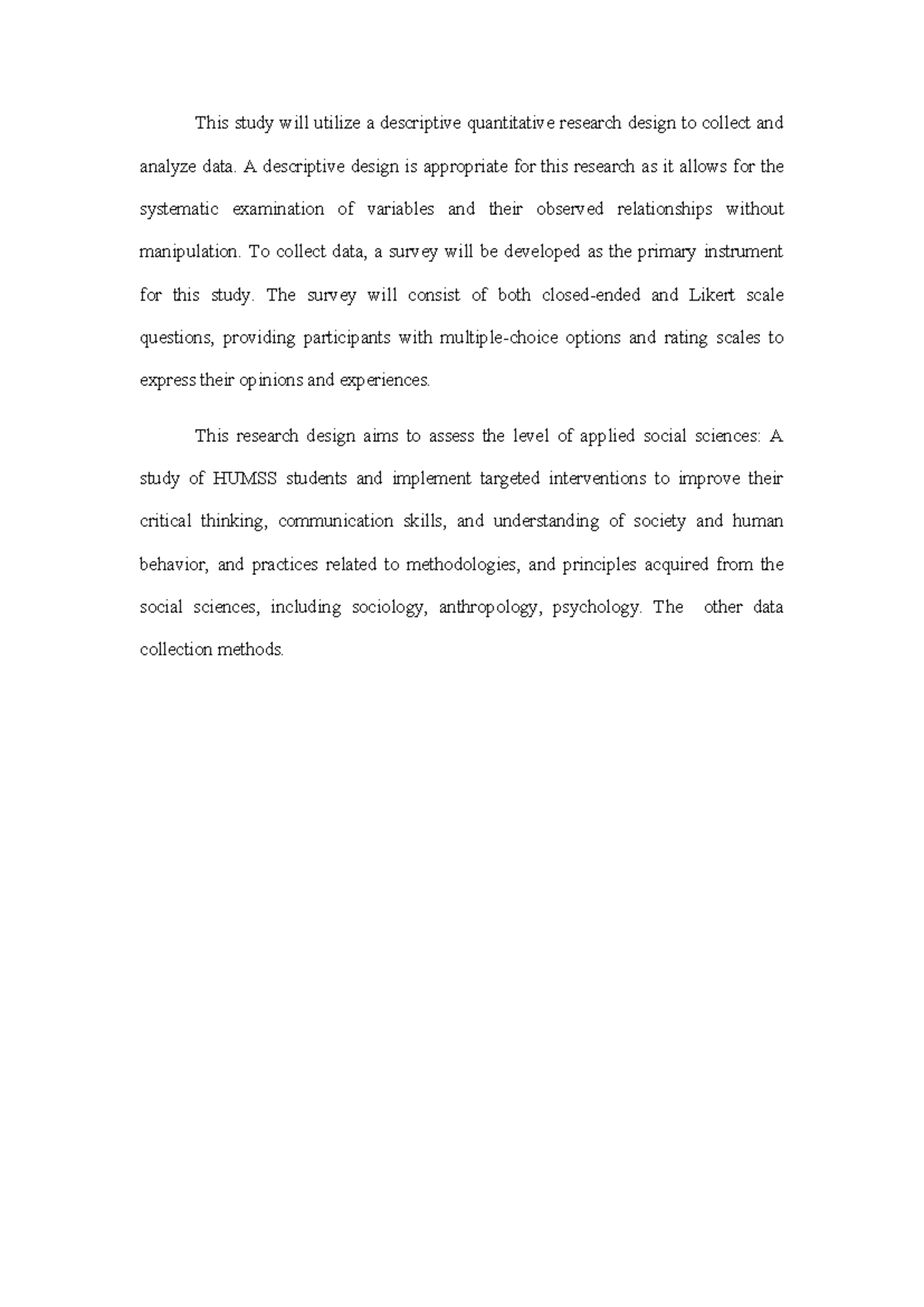 diass design and suches - This study will utilize a descriptive ...