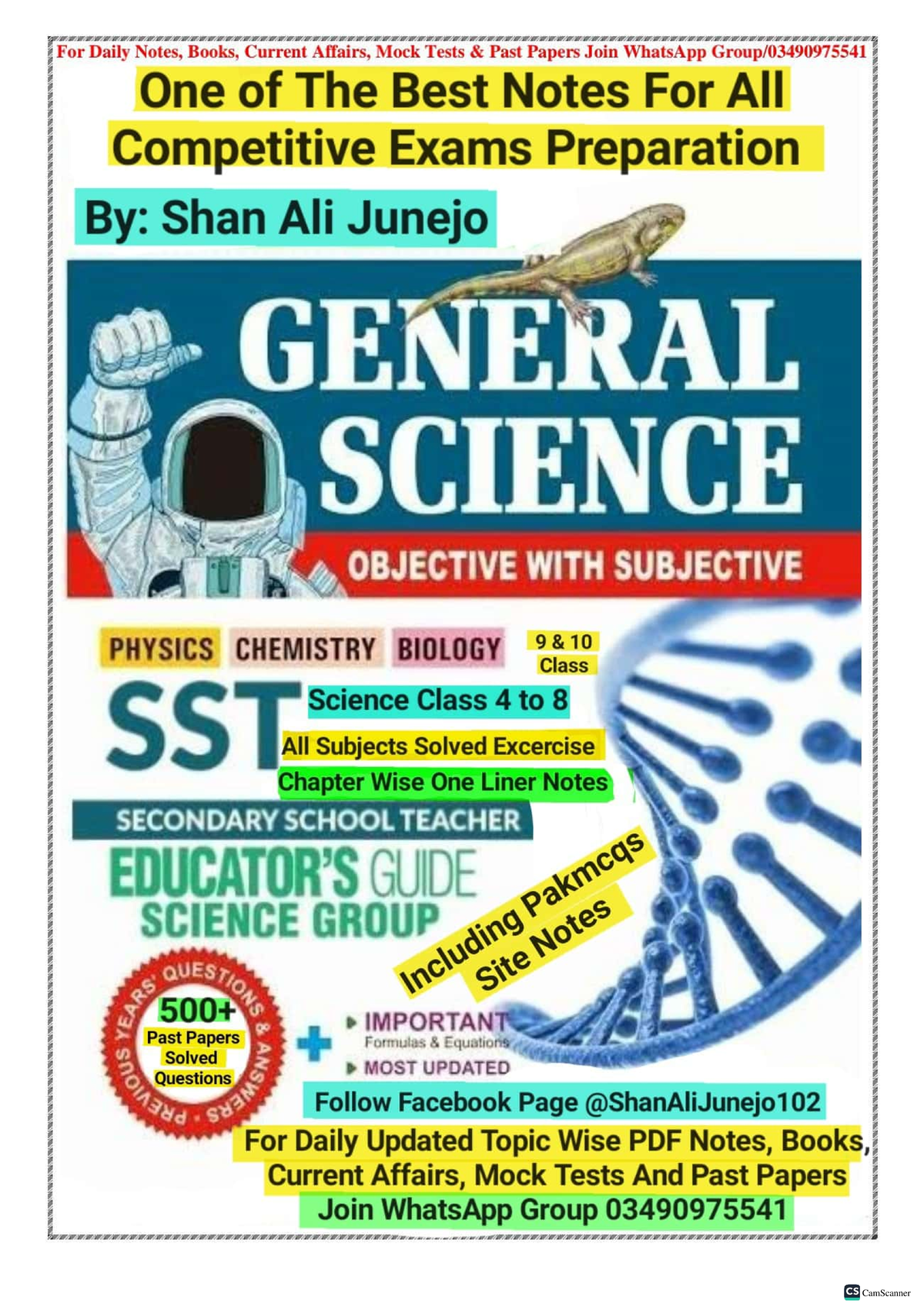 Solved Science 4 to 8 Class One Liner Notes - For Daily Notes, Books ...