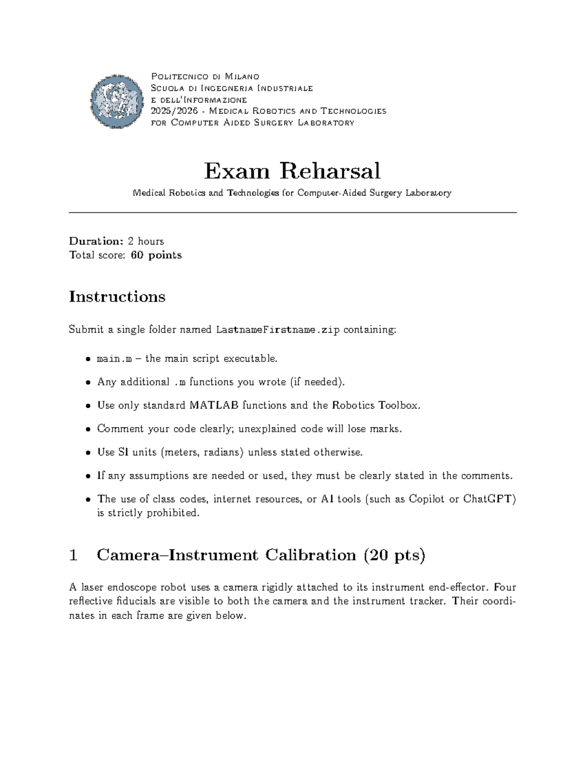 MRS Exam Simulation 2025-2026: Medical Robotics Lab Rehearsal - Studocu