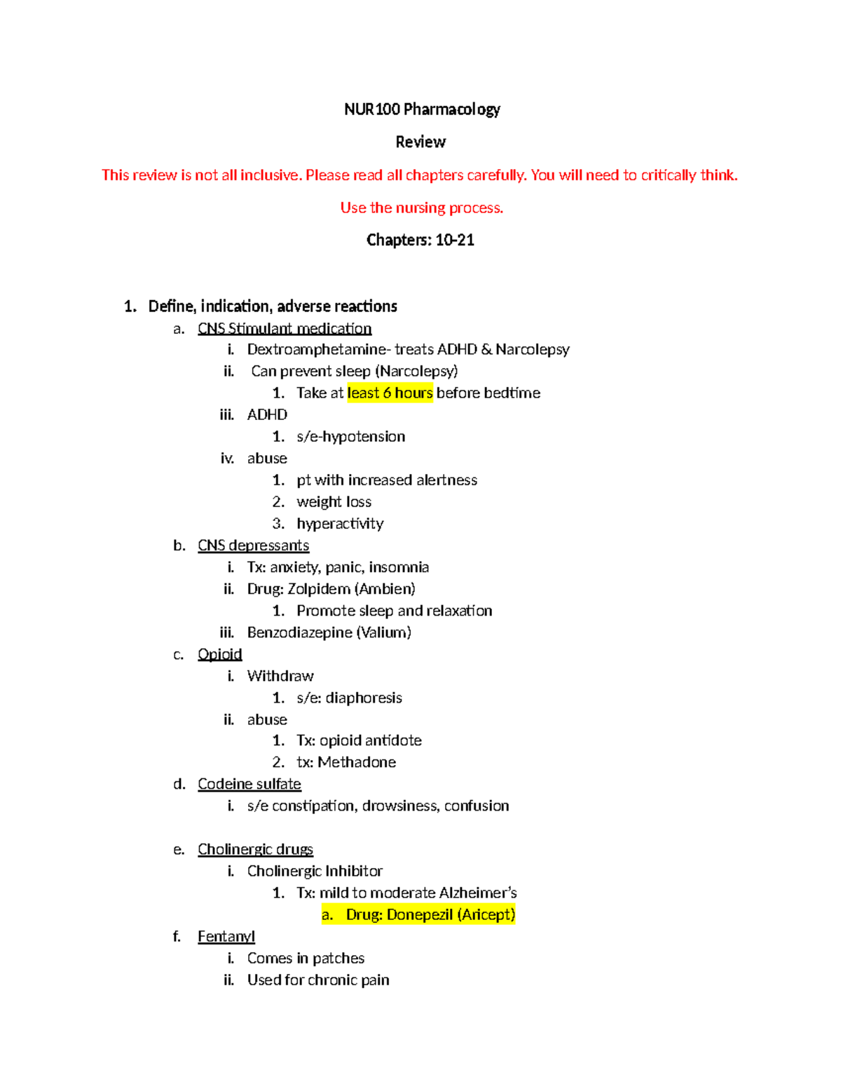 NUR100 Pharmacology Exam 2 Review: Key Concepts & Medications - Studocu