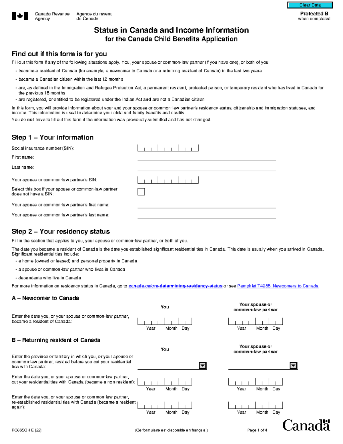 RC66SCH 2 - Canada Child Benefits Application Form Guidance - Studocu
