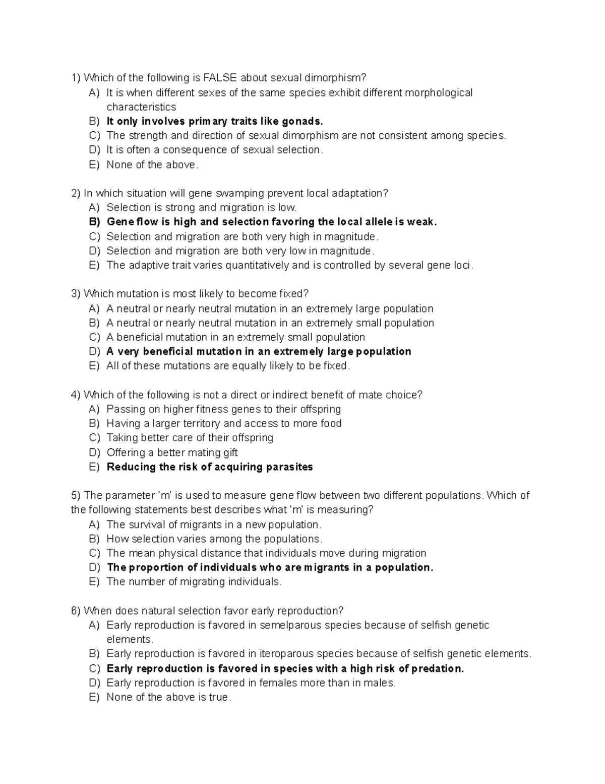 Exam 2 - BIO: Key Concepts in Evolution and Genetics - Studocu