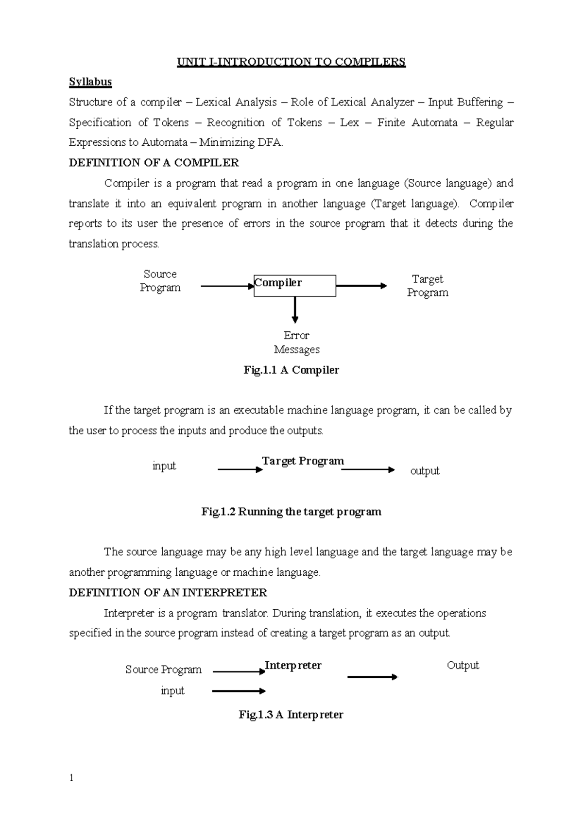 Unit I (CD) - Compiler Basics: Introduction, Types & Phases - Studocu