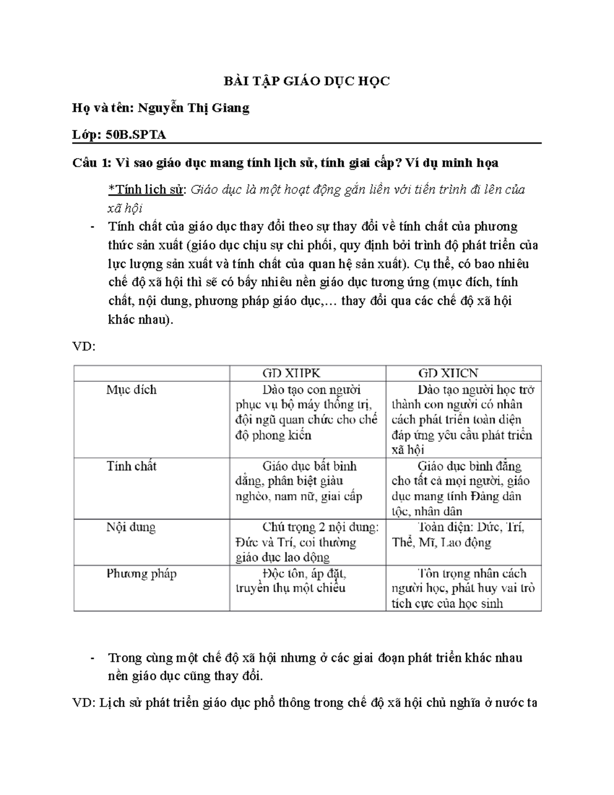 BÀI TẬP GIÁO DỤC HỌC: Những Vấn Đề Chung về Giáo Dục - Document Preview