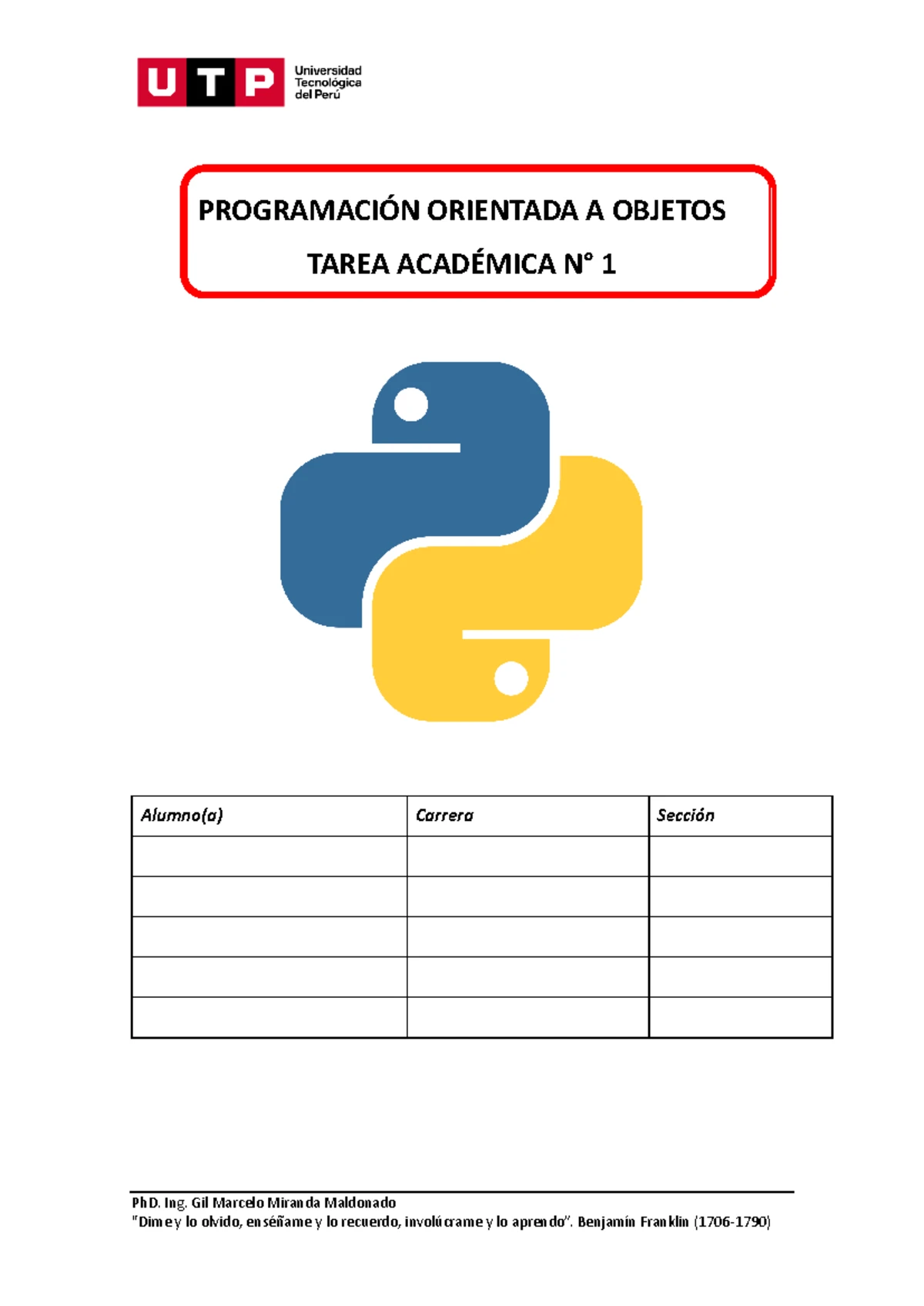 Ejercicios de Python - Programación Orientada a Objetos (POO) - Studocu