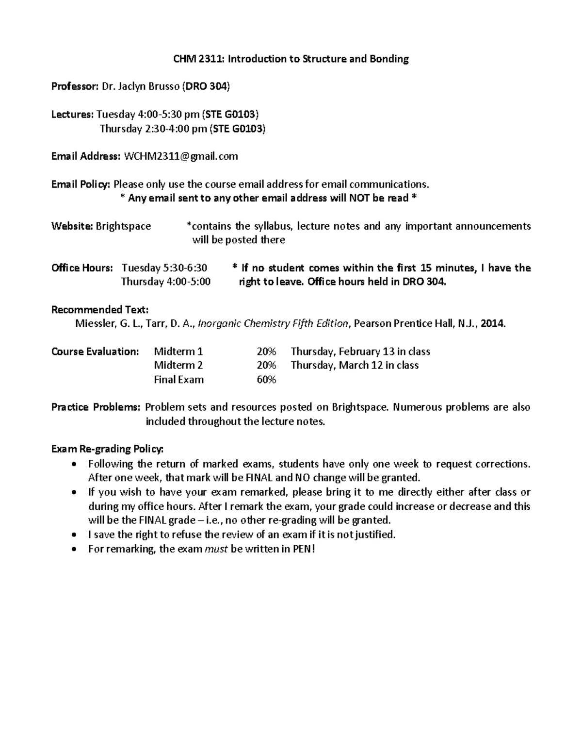 2025 CHM 2311 Midterm Exam Instructions and Guidelines - Studocu