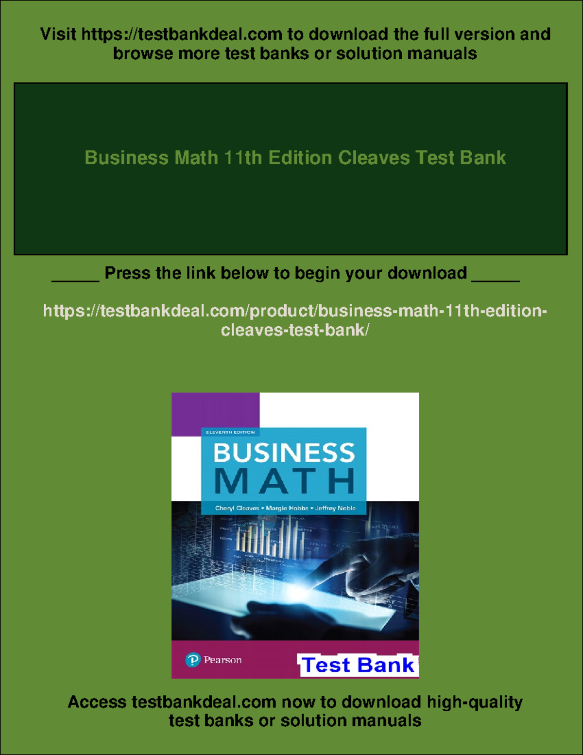 11517 - Business math 11th edition cleaves test bank is ready for ...