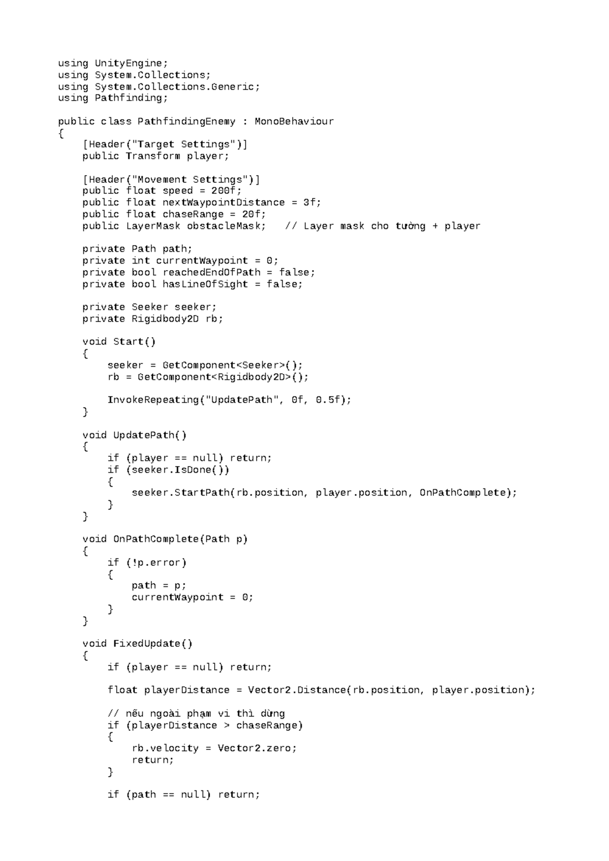 PathfindingEnemy Script Overview for Game Development - Studocu