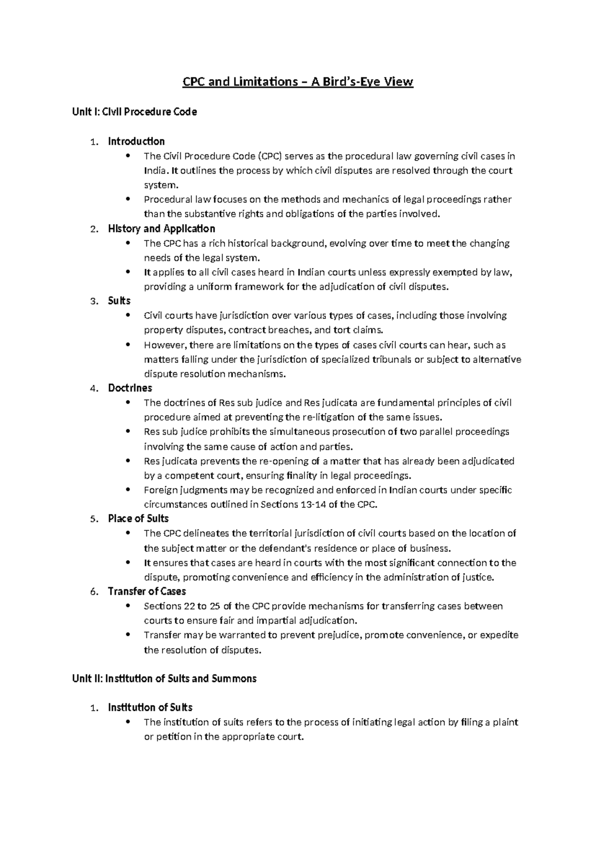 CPC Litigation Overview: Key Concepts & Limitations Explained - Studocu