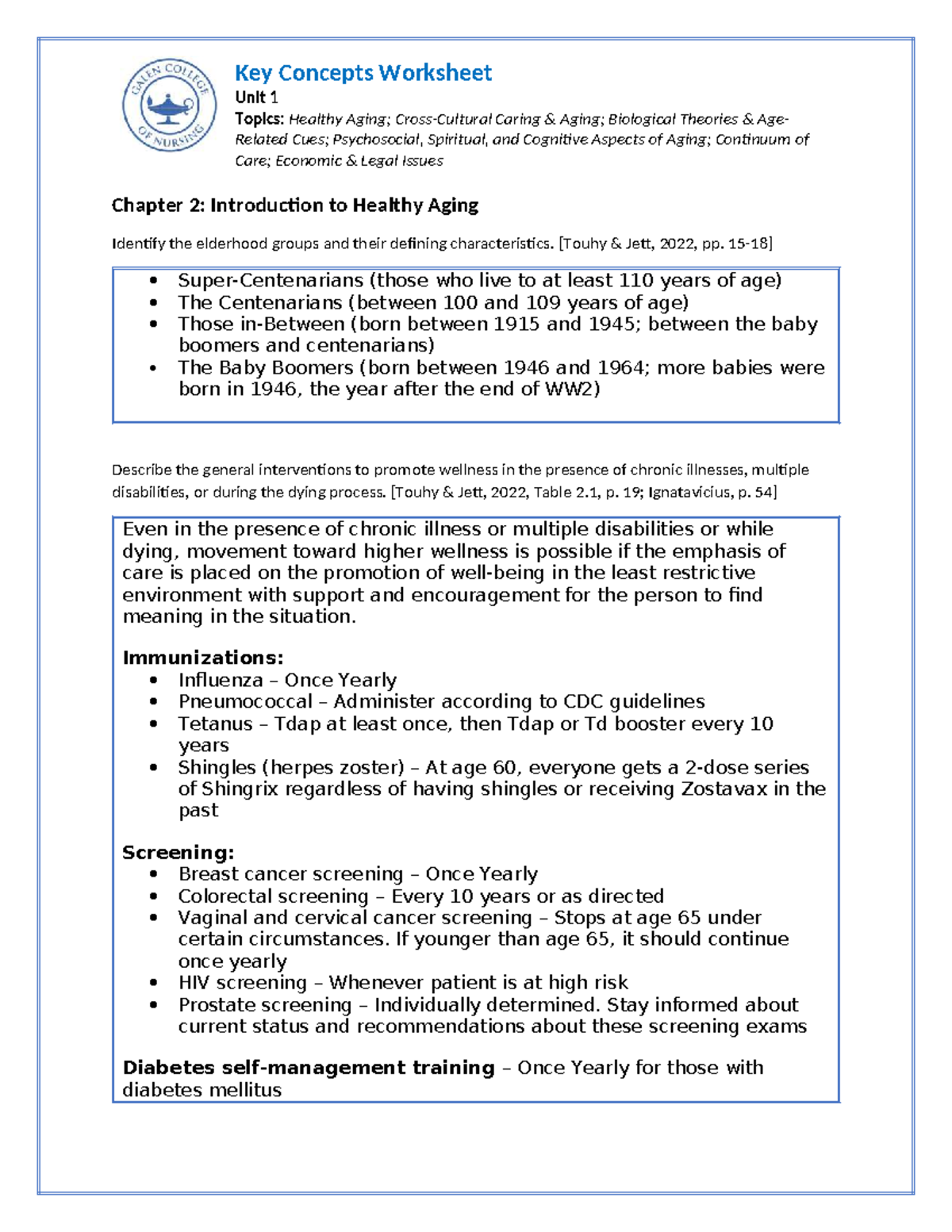 Unit 1 Key Concepts Worksheet (Answer Key)-3 - Unit 1 Topics: Healthy ...