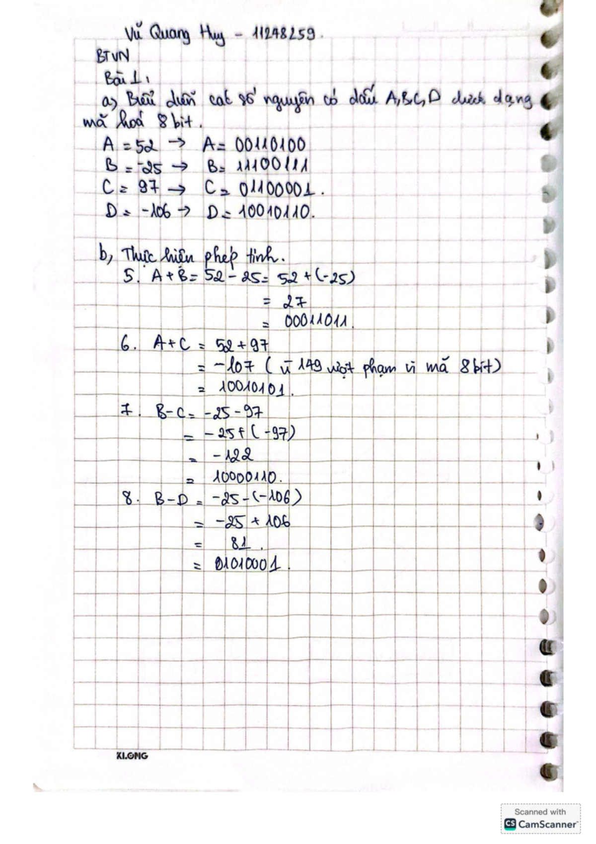 BTUN 11248259 - Binary Arithmetic Operations and Results - Studocu