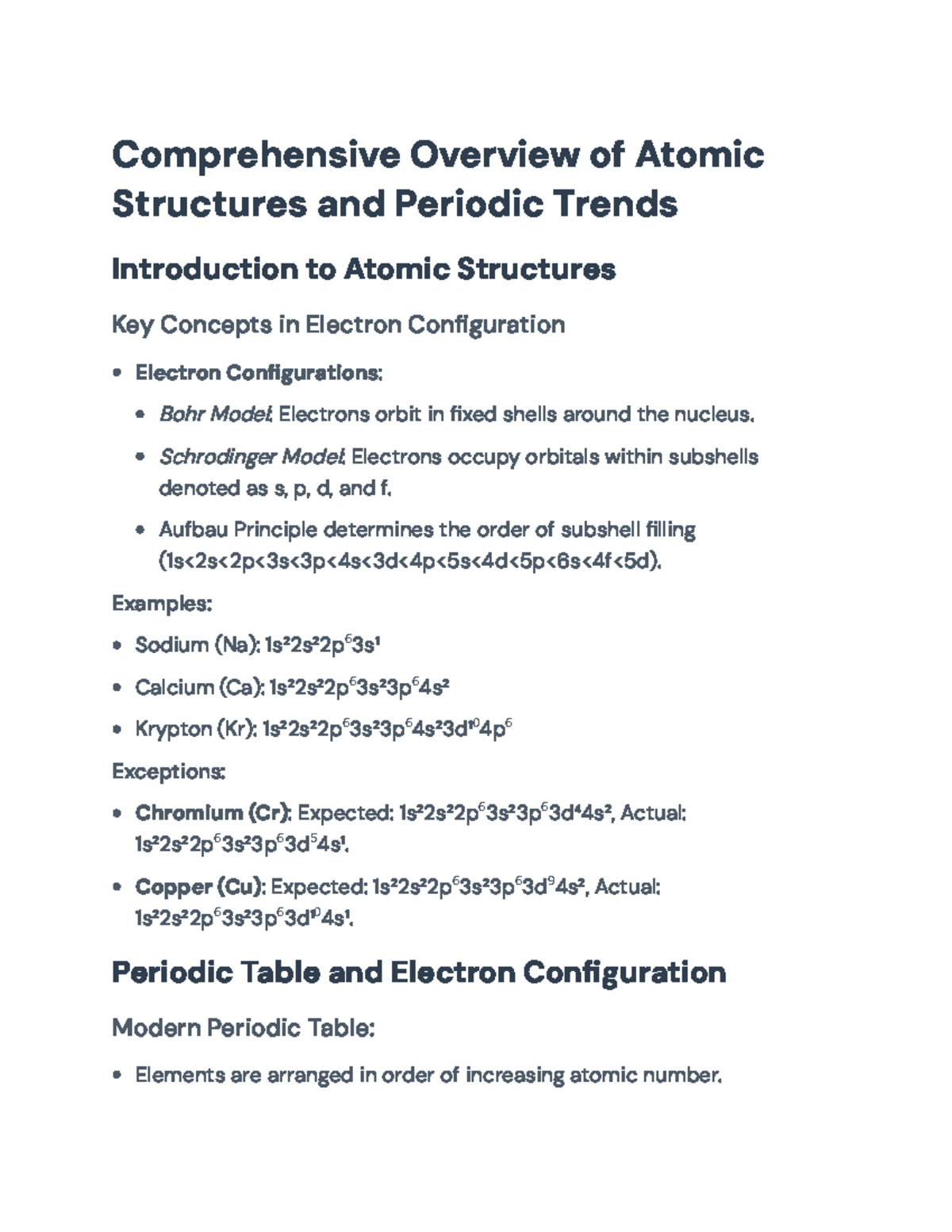 Comprehensive Guide to Atomic Structures & Periodic Trends (Chemistry ...