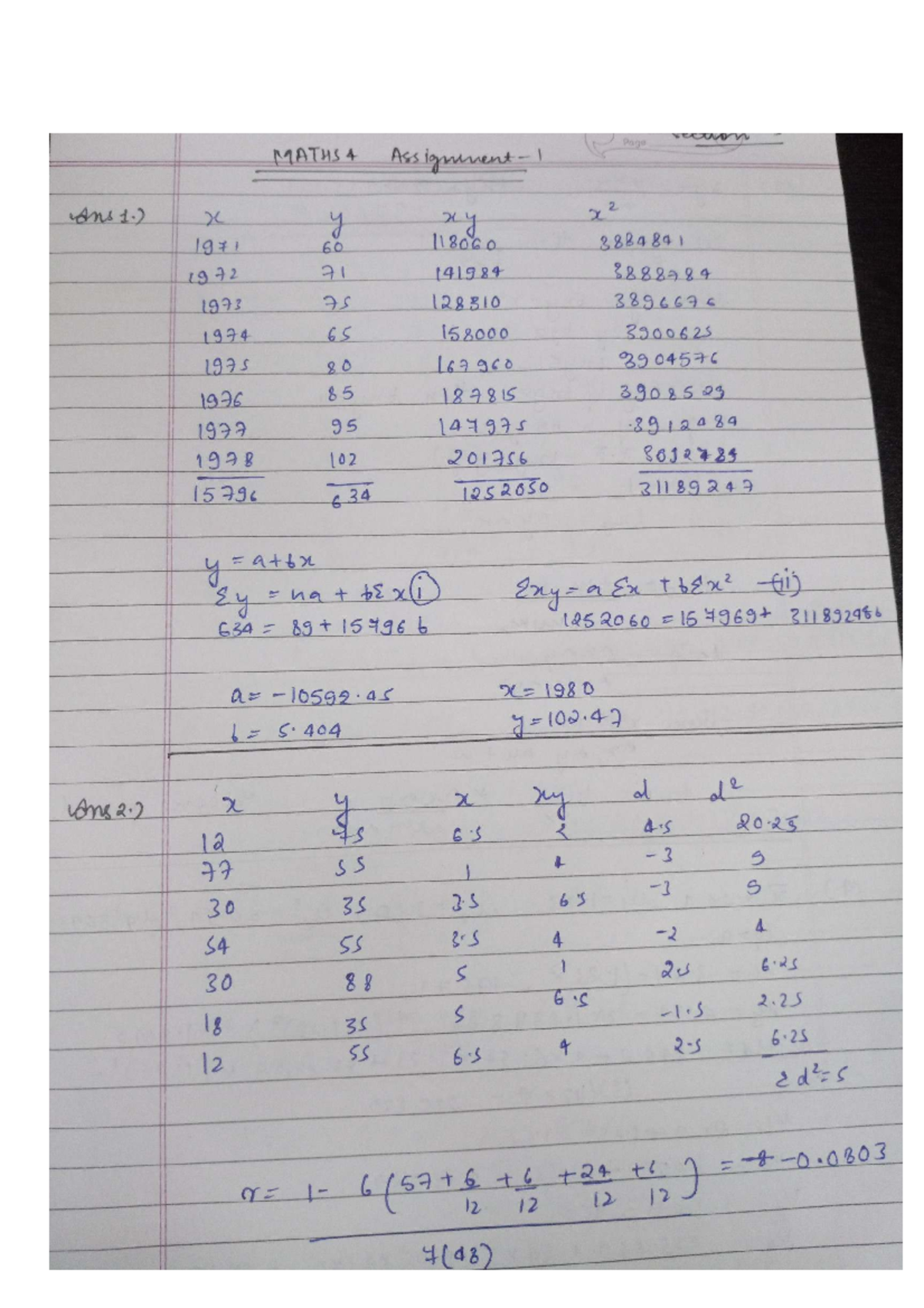 MATHS 4 Assignment 1: Detailed Solutions and Analysis - Studocu