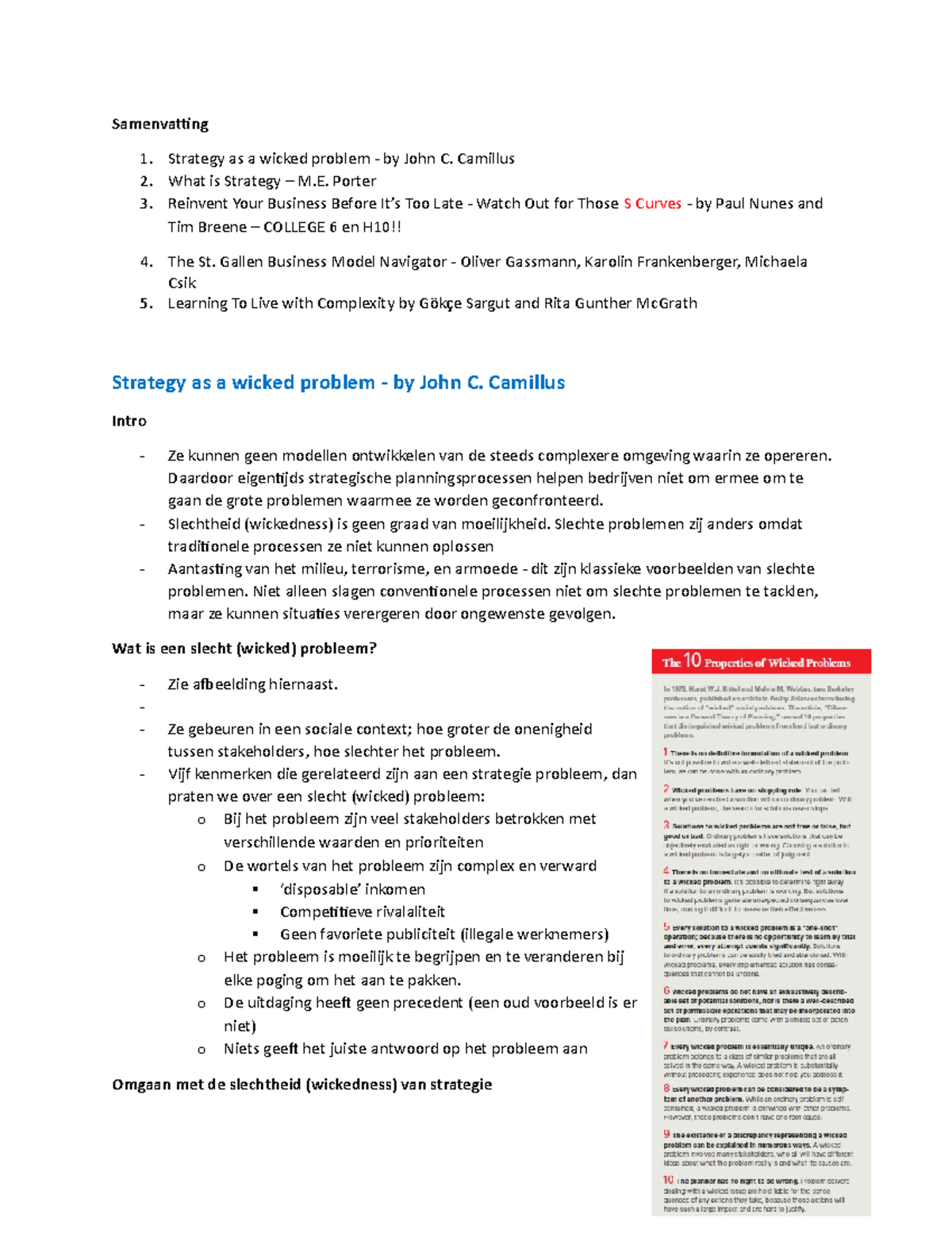 Samenvatting van Artikelen over Strategisch Management en Complexiteit ...