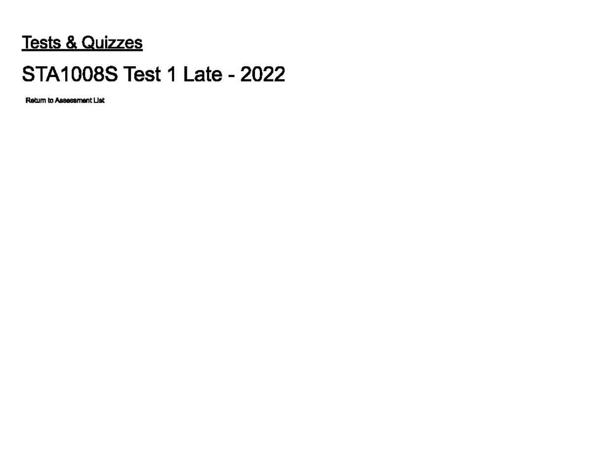 Test 1 - STA1008S Probability and Statistics Questions 2023 - Studocu