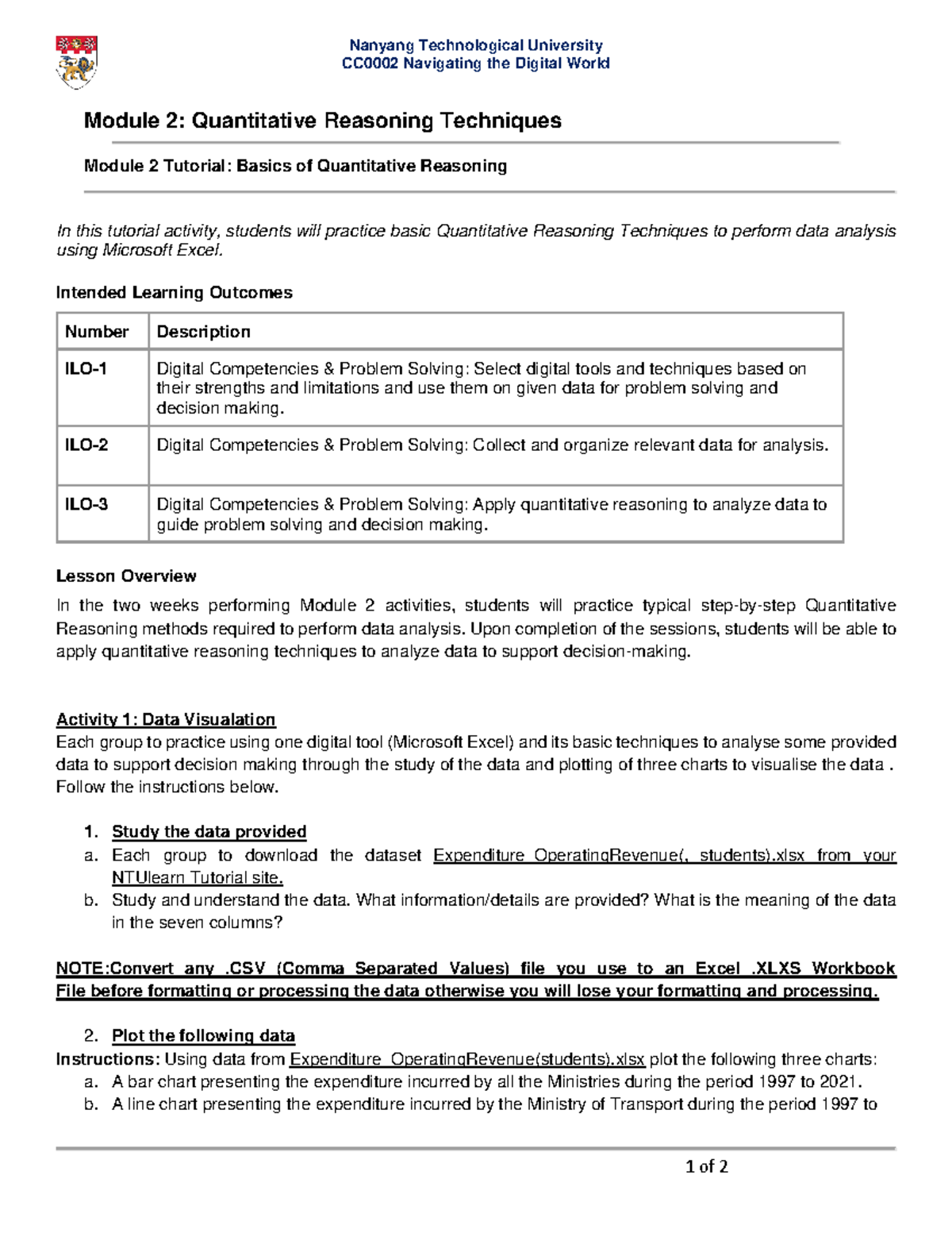 CC0002 Week 4 Module 2: Tutorial on Quantitative Reasoning Techniques ...